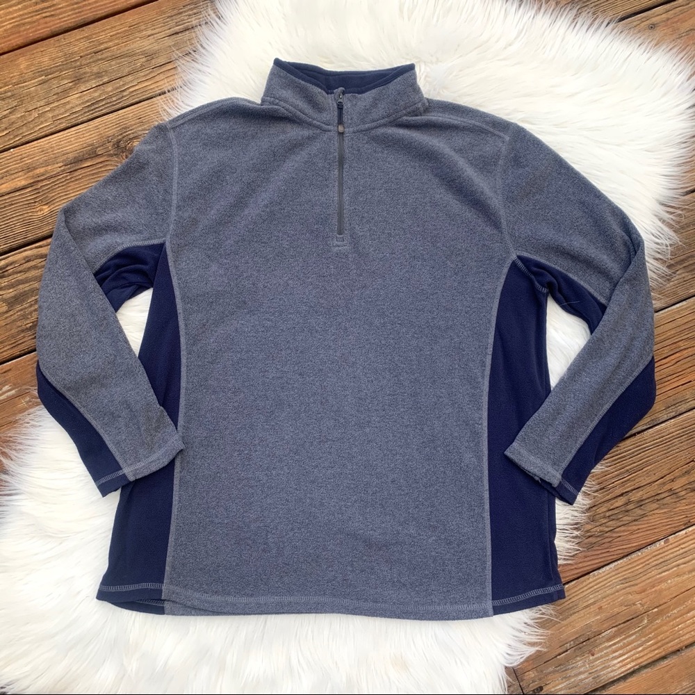 NordicTrack Gray & Blue 1/4 Zip Pullover Fleece Layering Sweater Men’s Large